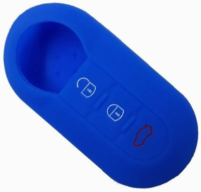 Husă Cheie din Silicon cu 3 Butoane pentru Fiat / Lancia în Culoarea Albastru