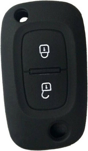 Silicone Car Key Cover Case with 2 Buttons for Renault / Smart Black