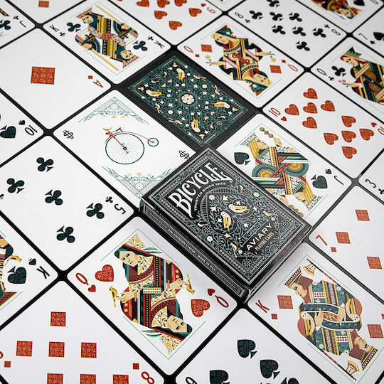 Bicycle Aviary Plasticized Playing Cards for Poker Green in Plastic Box