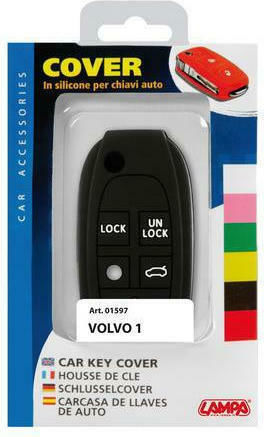 Silicone Car Key Cover Case Type-1 with 4 Buttons for Volvo Black L0159.7