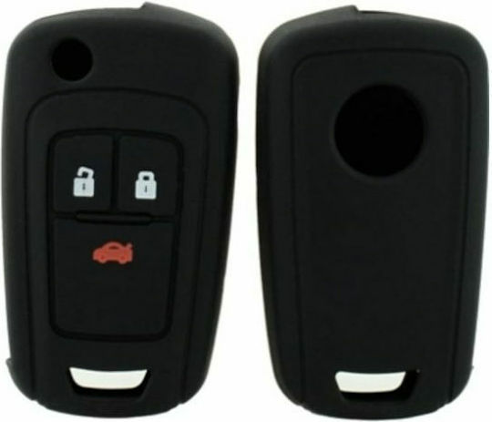 Silicone Car Key Cover Case with 3 Buttons for Opel Black