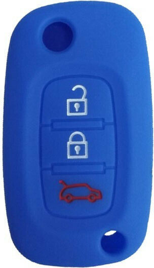 Silicone Car Key Cover Case with 3 Buttons for Renault / Smart Blue