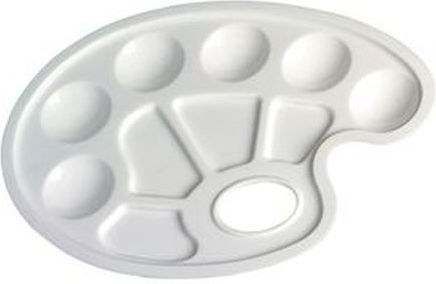 Herlitz Plastic 10-Slot Paint Palette Plastic Oval Palette 10 Positions 1pcs