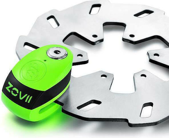 Zovii ZD6 Motorcycle Disc Brake Lock with Alarm & 6mm Pin in Green