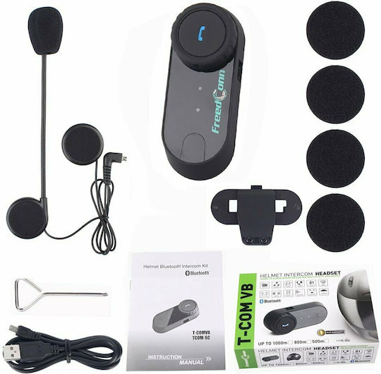 FreedConn T-COM VB Single Intercom for Motorcycle Helmet with Bluetooth
