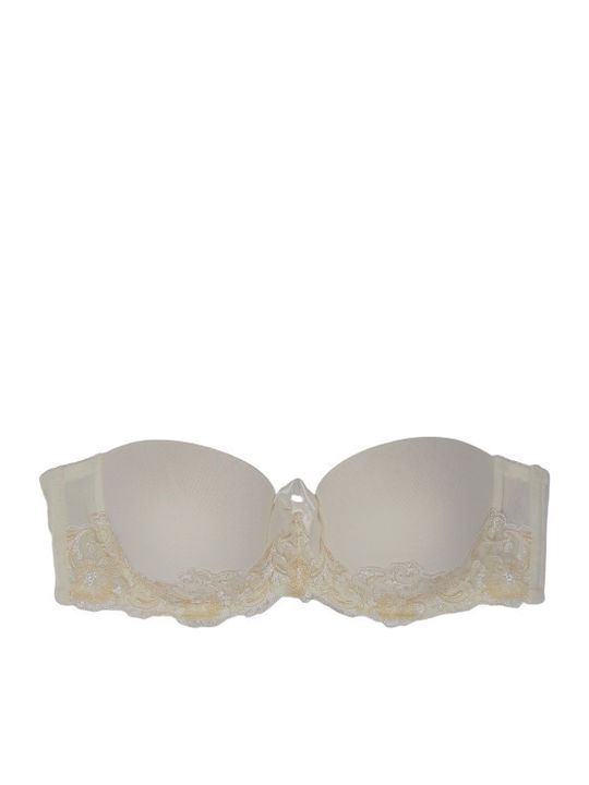 Strapless Bra with Light Padding Underwire Beige