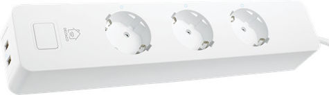 Deltaco Smart Steckdosenleiste 3 Positionen mit 2 USB-A, Schalter und Kabel 1.5m