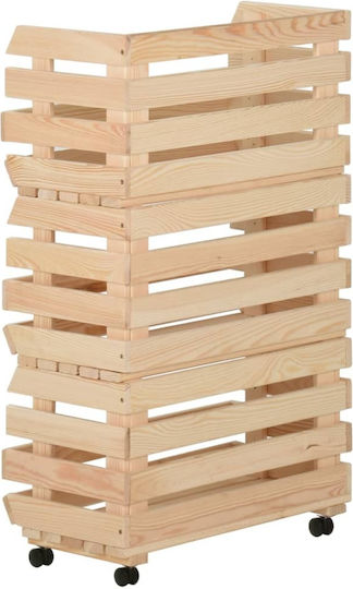 vidaXL Wooden Storage Box with Wheels Brown 37x30x80cm