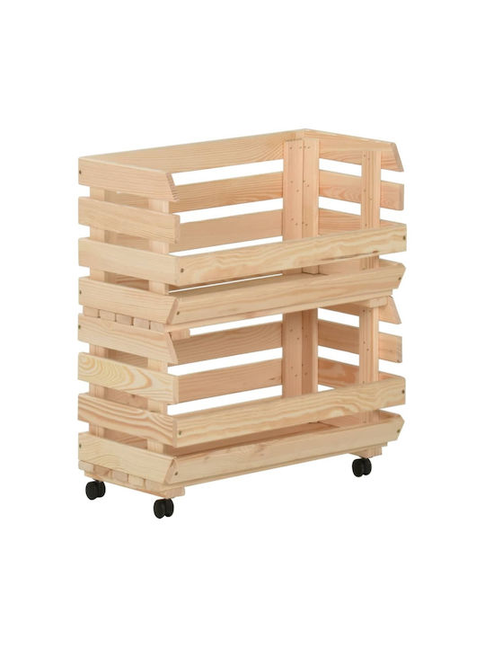 vidaXL Дърво Кутия за съхранение с колела Кафяв 37x30x80см 1бр