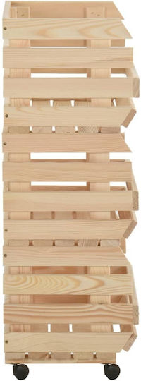 vidaXL Wooden Storage Box with Wheels Brown 37x30x80cm