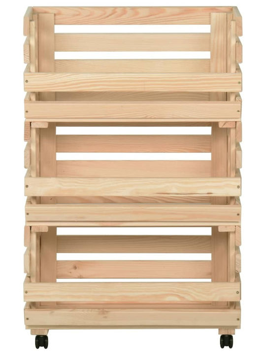 vidaXL Дърво Кутия за съхранение с колела Кафяв 37x30x80см 1бр
