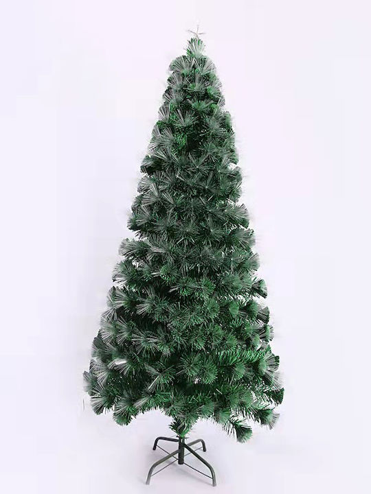 Christmas Green Tree with Metallic Base, Built in Branches and Optical Fibers Lighting H150pcs