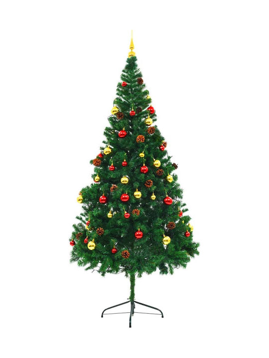 Christmas Green Tree with Metallic Base and LED Lighting H210cm