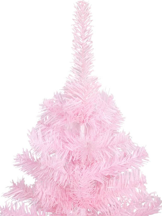 Decorated Christmas Pink Tree with Metallic Base and LED Lighting H240cm