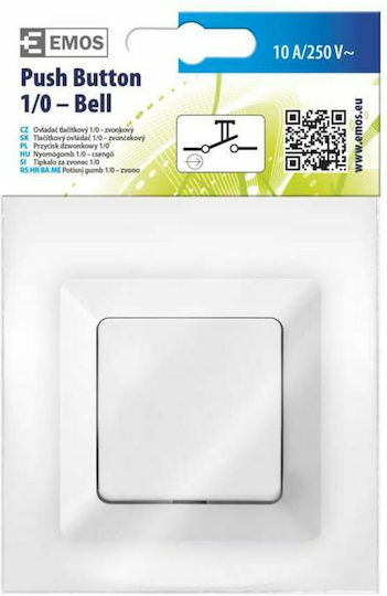 Emos Complete Wall Push Bell Button with Frame White A6100.4