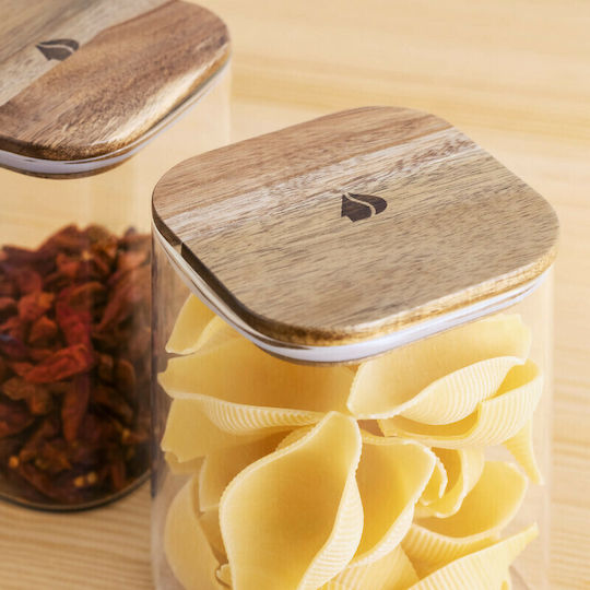 Navaris Set of 3 General Use Transparent Glass Jars with Lid 1000ml 3 Pieces