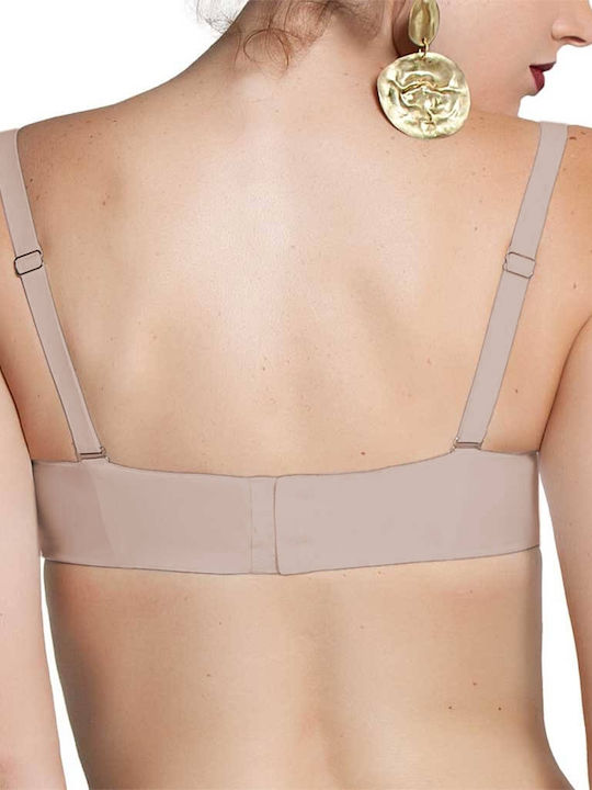 Secret Sense Strapless Bra with Light Padding Underwire Beige