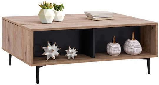 Rechteckiger Zentral Kaffeetisch Margarit Holz mit Hebemechanismus Beige M100xB58xH39cm