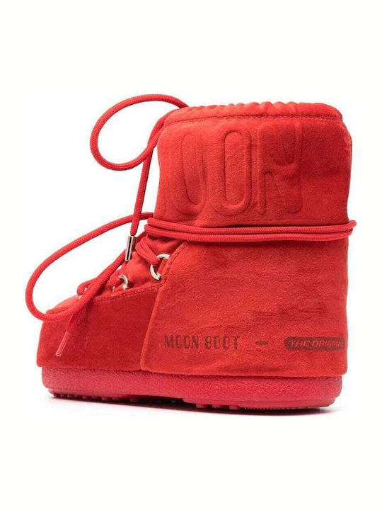 Suede Women's Boots with Laces Red
