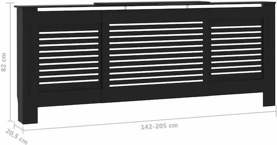 vidaXL MDF Black Expandable Radiator Cover 205x20.5x82cm
