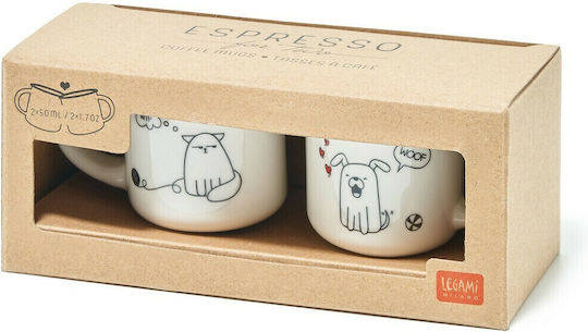 Legami Milano Dog & Cat Mug from Porcelain White 50ml 2pcs