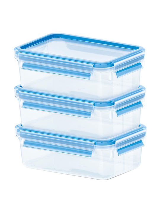 Emsa Microwave Plastic Lunch Box Clip & Close Blue 17.5x12.5cm 3pcs