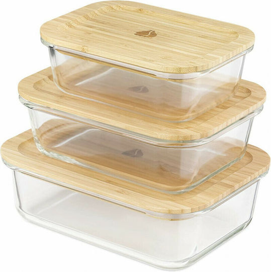 Navaris Set Glass Lunch Boxes Beige 3 Pieces