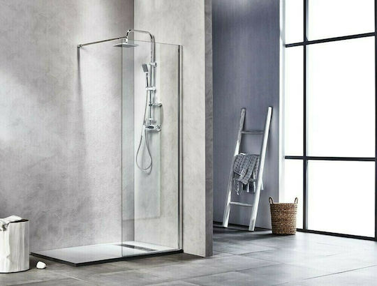 Tema Разделител за душ 80x195cm Прозрачно стъкло Хром