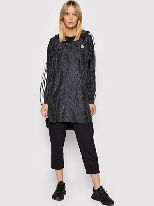 Originals Women's Long Sports Jacket for Winter with Hood Black