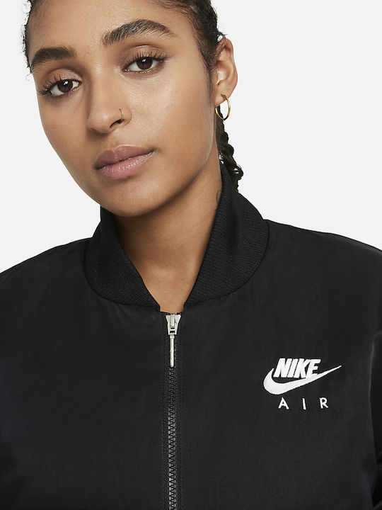 Lang Damen Bomberjacke Schwarz