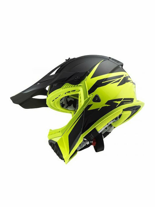 LS2 Fast Evo MX437 Roar Matt Black H-V Yellow Motorcycle Helmet Motocross ECE 22.05 1150gr