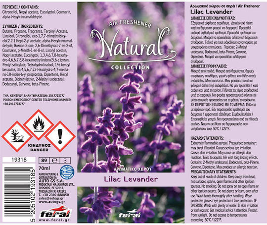 Feral Car Air Freshener Spray Natural Collection Levander 70ml
