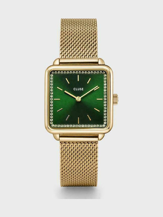 Cluse La Tetragone Women's Watch with Gold Leather Strap