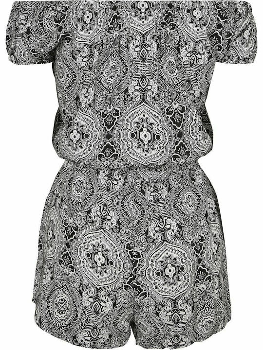 Γυναικείο Off-Shoulder Ολόσωμο Σορτς Black-White