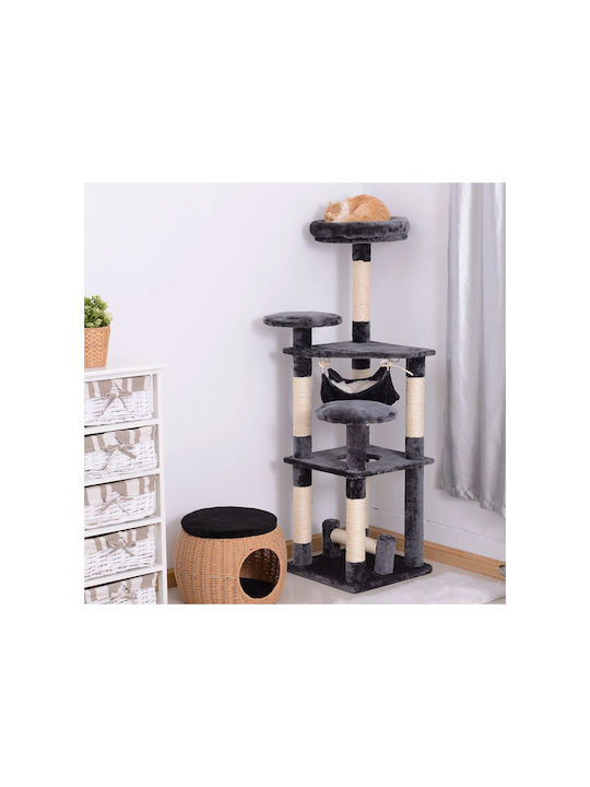 Pawhut Kratzbaum Katzenbäume Schwarz 4 Ebenen 40x40x132cm