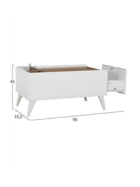 Rechteckig Couchtisch Carmelo White / Walnut L90xB55.5xH45cm