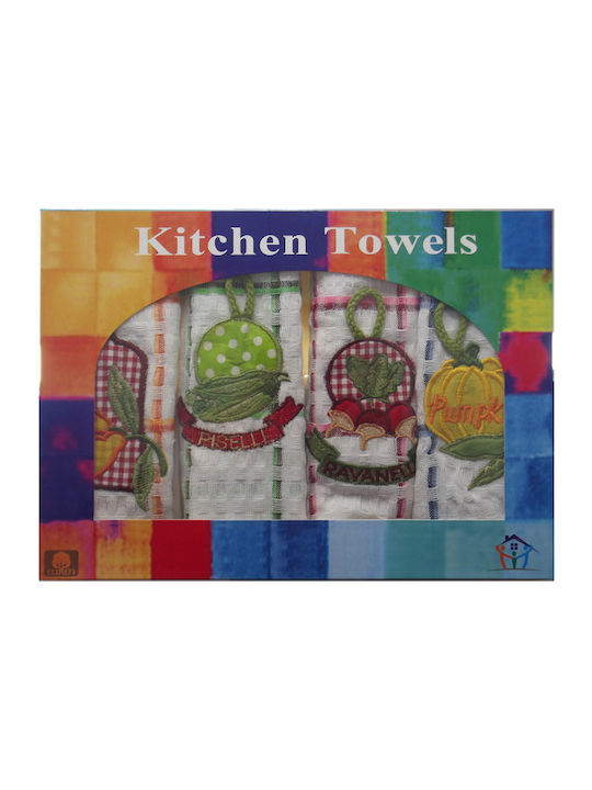 Kitchen Towel White 4 pcs. 45*65cm in 4 different designs