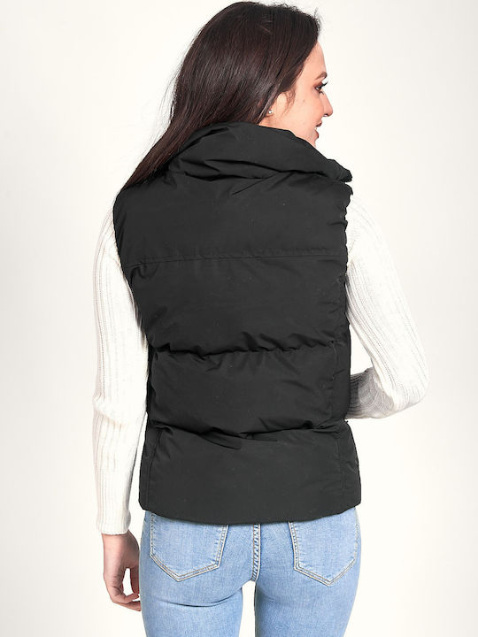 V104 Women's Short Puffer Jacket for Winter Black