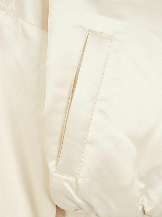 Women's Short Bomber Jacket for Spring or Autumn White