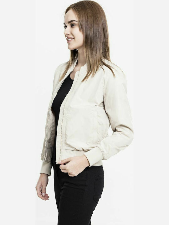 Κοντό Γυναικείο Bomber Jacket Μπεζ