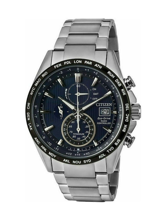 Citizen Eco-Drive Ανδρικό Ρολόι 42mm Χρονογράφος Eco - Drive με Ασημί Μεταλλικό Μπρασελέ
