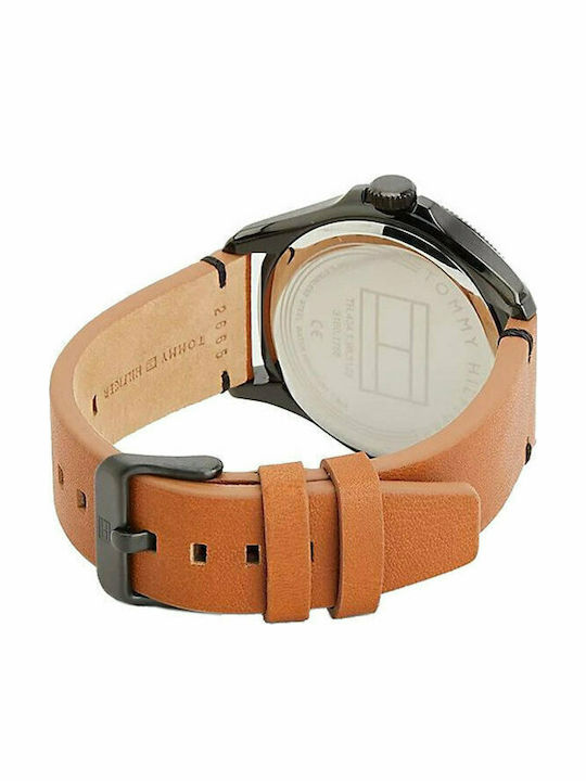 Tommy Hilfiger Maverick Men's Watch 44mm Battery with Brown Leather Strap
