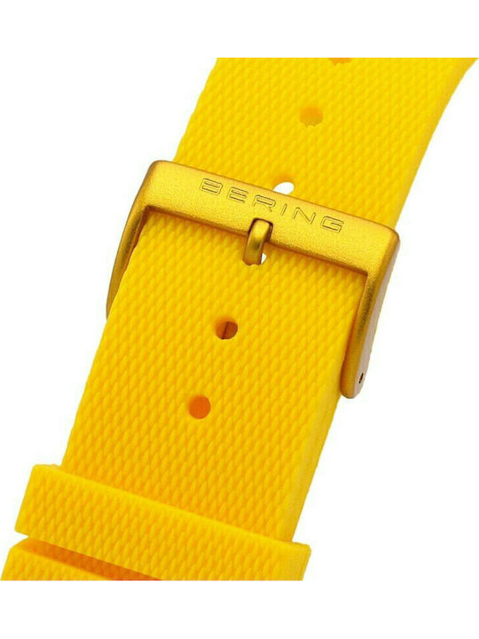 Bering Time Men's Watch 40mm Battery with Yellow Rubber Strap
