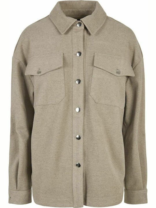Women's Light Taupe Overshirt Oversized
