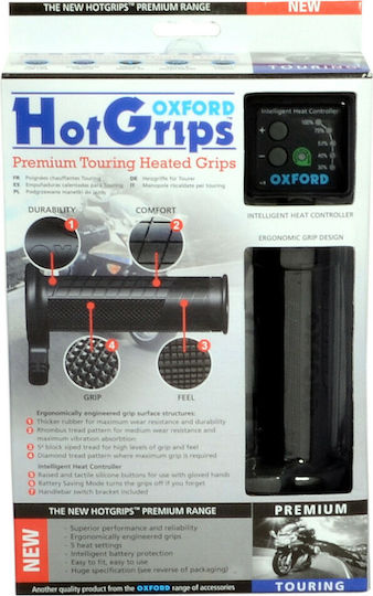 Oxford Heated Motorcycle Handlebars Hotgrips Premium Touring in Black color