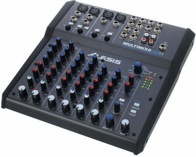 Alesis MultiMix 8 USB FX Analogmischpult 8 Kanäle mit Phantom Power & 4 XLR-Eingänge