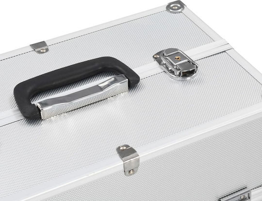 vidaXL Metallic Cosmetic Case Silver H35xW37xD24cm