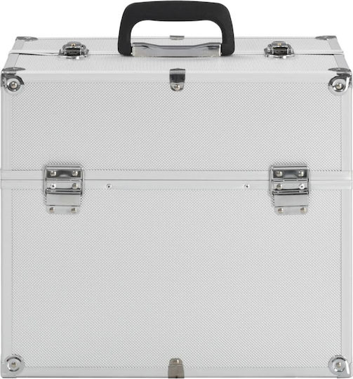 vidaXL Metallic Cosmetic Case Silver H35xW37xD24cm