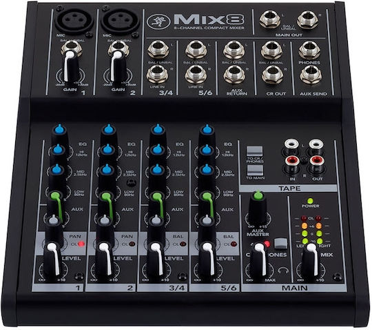 Mackie Αναλογική Κονσόλα 8 Καναλιών με Phantom Power & 2 Εισόδους XLR Mix8