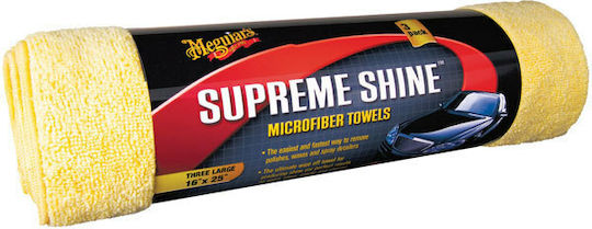 Meguiar's Supreme Shine Microfibre Cloths Microfiber Polishing Car Yellow 60x40cm 3pcs